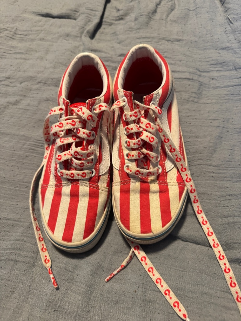 Kids Red/White Striped Where’s Waldo? Vans, never worn!